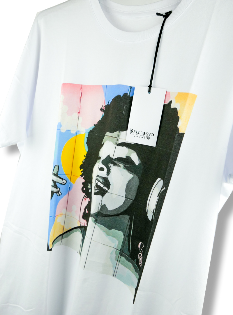 T-shirt donna "La Negrita" PopArt, Bianca, 100% Cotone Organico